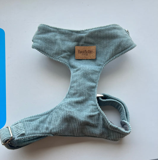 Baby Blue Corduroy Chest Harness | Large | Silver